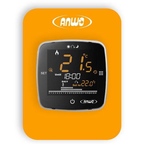 Termostato Programable Anwo Atp- Pantalla Tctil Negro