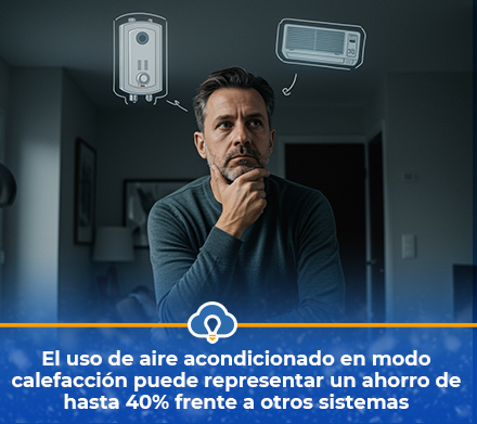Hombre pensando cual sera mejor si un aire dual o una caldera de calefaccin 