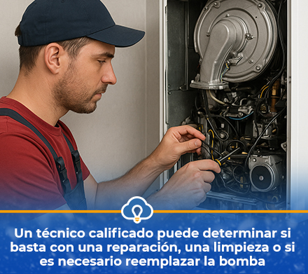 Técnico reparando caldera de calefacción