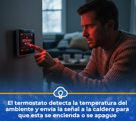 Hombre preocupado por su termostato no manda señal